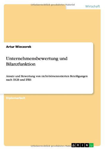 Cover for Wieczorek · Unternehmensbewertung und Bil (Book) [German edition] (2013)