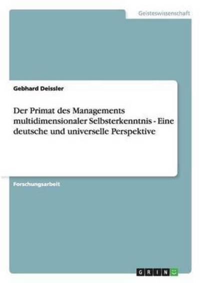 Cover for Deissler · Der Primat des Managements mul (Book) (2014)