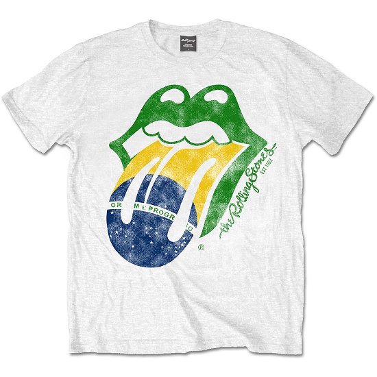 Cover for The Rolling Stones · The Rolling Stones Unisex T-Shirt: Brazil Tongue (T-shirt) [size S] [White - Unisex edition]