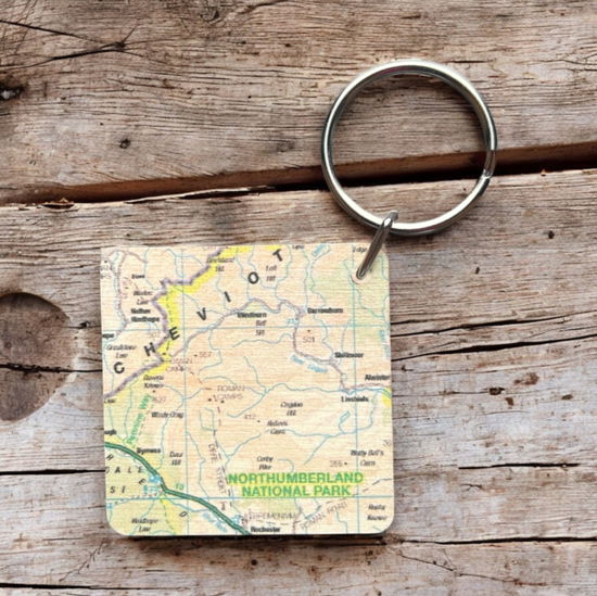 Cover for OS Map Wooden Square Key-ring - Northumberland National Park (MERCH) (2025)