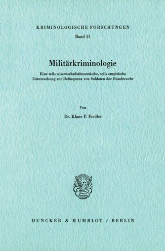 Cover for Fiedler · Militärkriminologie. (Bog) (1978)