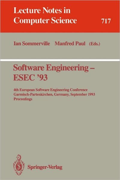 Cover for Ian Sommerville · Software Engineering: 4th European Software Engineering Conference, Garmisch-partenkirchen, Germany, September 13-17, 1993. Proceedings - Lecture Notes in Computer Science (Pocketbok) (1993)