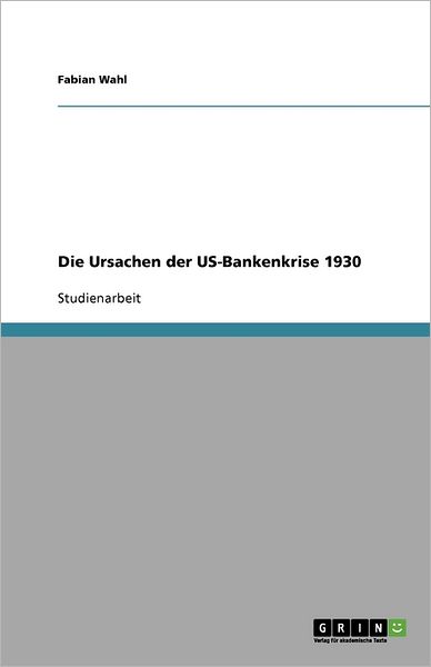Cover for Wahl · Die Ursachen der US-Bankenkrise 19 (Book) [German edition] (2010)