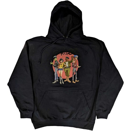 Gorillaz Unisex Pullover Hoodie: Group Circle Rise - Gorillaz - Merchandise -  - 5056561061092 - 