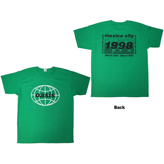 Cover for Oasis · Oasis Unisex T-Shirt: 1998 World Tour - Mexico City (Green) (Back Print) (T-shirt) [size M] (2025)
