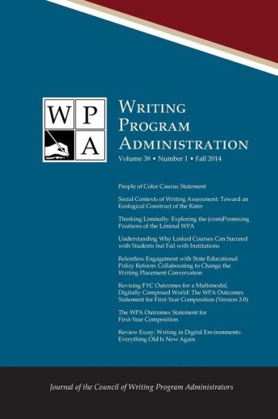 Cover for Council Writing Program Administrators · Wpa: Writing Program Administration 38.1 (Fall 2014) (Paperback Bog) (2014)