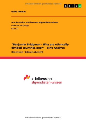Cover for Thomas · &quot;Benjamin Bridgman-Why are ethni (Book) [German edition] (2011)