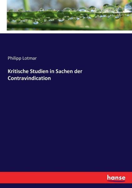 Cover for Lotmar · Kritische Studien in Sachen der (Book) (2016)