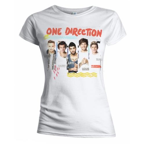 Cover for One Direction · One Direction Ladies T-Shirt: Individual Shots (Skinny Fit) (T-shirt) [size S] [White - Ladies edition]