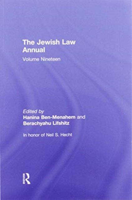 Cover for Berachyahu Lifshitz · The Jewish Law Annual Volume 19 - Jewish Law Annual (Paperback Bog) (2020)