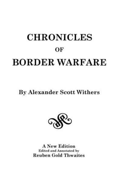 Cover for Withers · Chronicles of Border Warfare (Paperback Bog) [Reprint edition] (2009)