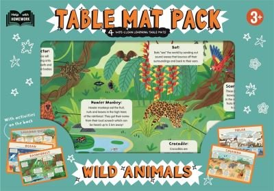 Cover for Autumn Publishing · 3+ Wild Animals - 4 Wipe-Clean Learning Table Mats (Kort) (2024)