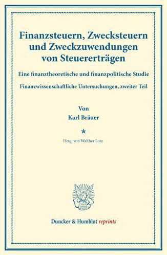Cover for Bräuer · Finanzsteuern, Zwecksteuern und (Book) (2016)