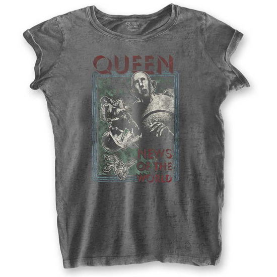 Queen Ladies T-Shirt: News of the World (Burnout) - Queen - Marchandise -  - 5056368611094 - 