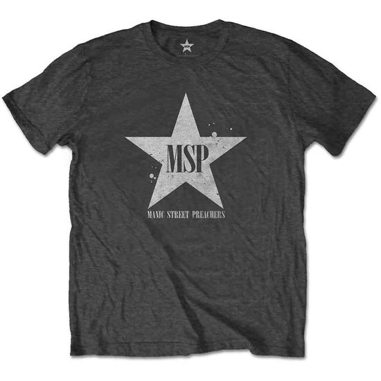 Cover for Manic Street Preachers · Manic Street Preachers Unisex T-Shirt: Classic Distressed Star (Charcoal Grey) (T-shirt) [size S] [Grey - Unisex edition] (2020)