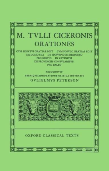 Cover for Clark · Cicero Orationes. Vol. V: (Post Reditum, De Domo, Har. Resp., Sest., Vat., Prov. Cons., Balb.) - Oxford Classical Texts (Hardcover Book) (1963)