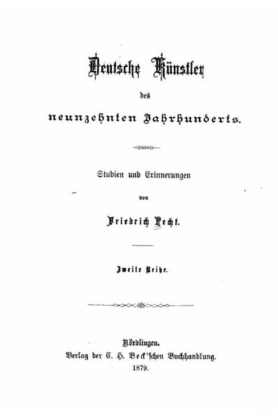 Cover for Friedrich Pecht · Deutsche Kunstler des neunzehnten Jahrhunderts (Paperback Book) (2016)
