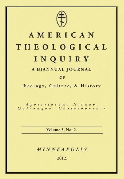 Cover for Gannon Murphy · American Theological Inquiry, Volume 5, No. 2 (Paperback Book) (2012)