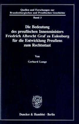 Cover for Lange · Die Bedeutung des preußischen Inn (Book) (1993)