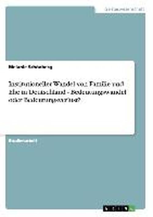 Cover for Schönberg · Institutioneller Wandel von F (Bog) [German edition] (2013)