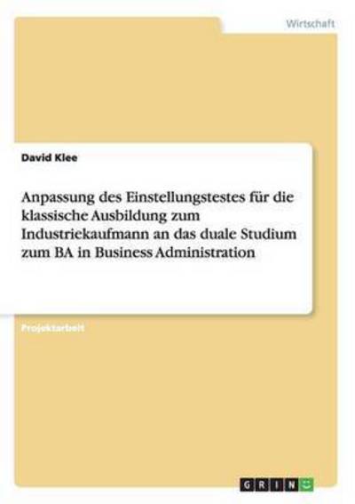 Cover for Klee · Anpassung des Einstellungstestes d (Bok)