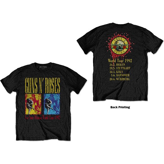 Guns N' Roses Unisex T-Shirt: Use Your Illusion World Tour (Back Print) - Guns N Roses - Koopwaar -  - 5056368630095 - 