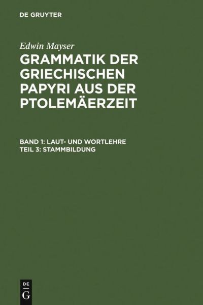 Cover for Edwin Mayser · Stammbildung (Book) [German edition] (1970)