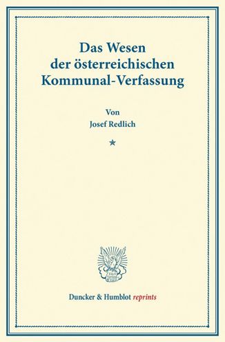 Cover for Redlich · Das Wesen der österreichischen (Book) (2013)