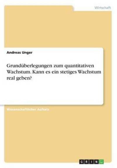 Cover for Unger · Grundüberlegungen zum quantitativ (Bog) (2016)