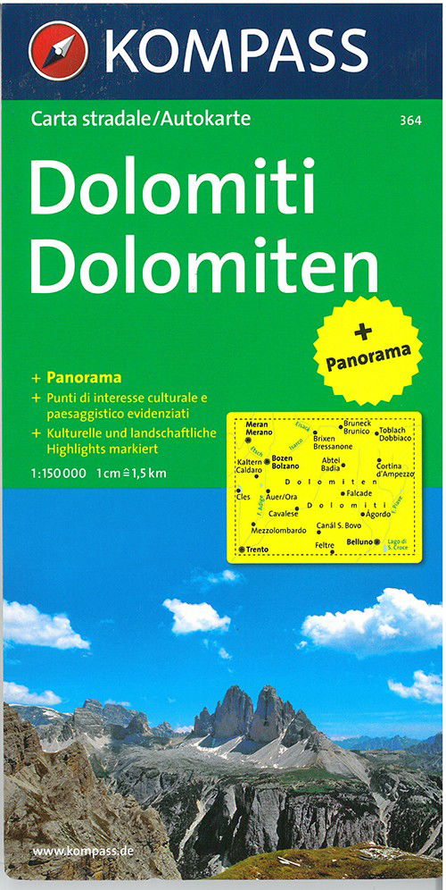 Carta Stradale E Panoramica N. 364. Dolomiti-Dolomiten 1:50.000. Ediz. Bilingue - Mair-Dumont / Kompass - Books - Skompa - 9783854912095 - December 31, 2013