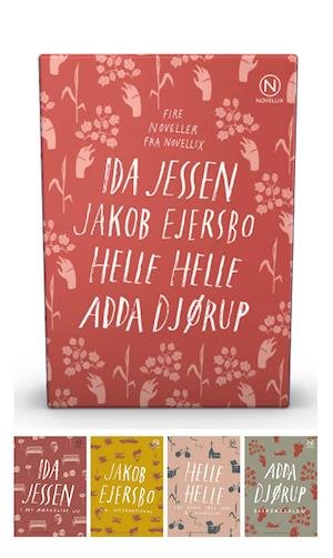 Cover for Ida Jessen, Jakob Ejersbo, Helle Helle, Adda Djørup · Noveller fra Novellix: Gaveæske med fire noveller af Jessen, Ejersbo, Helle &amp; Djørup (Sewn Spine Book) [1.º edición] (2019)