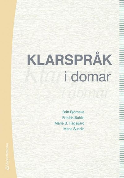 Cover for Maria Sundin · Klarspråk i domar (Buch) (2020)