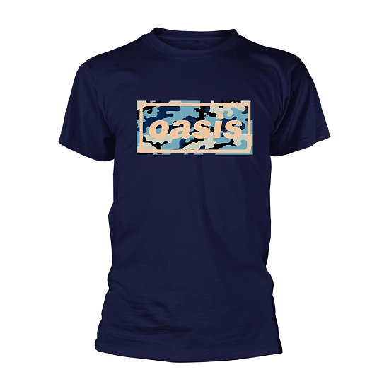 Cover for Oasis · Camo Logo (Navy) (T-shirt) [size XXL] [Blue edition] (2020)