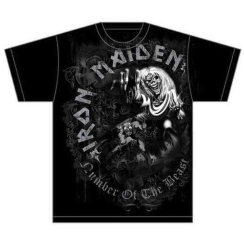 Iron Maiden Unisex T-Shirt: Number Of The Beast Grey Tone - Iron Maiden - Merchandise - ROFF - 5055295345096 - 13. maj 2013