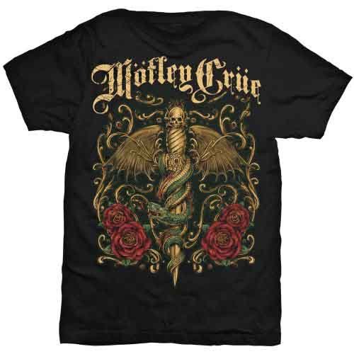 Motley Crue Unisex T-Shirt: Exquisite Dagger - Mötley Crüe - Marchandise - Global - Apparel - 5055295390096 - 16 janvier 2020