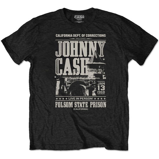 Cover for Johnny Cash · Johnny Cash Unisex T-Shirt: Prison Poster (Black) (T-shirt) [size S] [Black - Unisex edition] (2021)