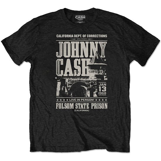 Cover for Johnny Cash · Johnny Cash Unisex T-Shirt: Prison Poster (Eco-Friendly) (T-shirt) [size S] [Black - Unisex edition]