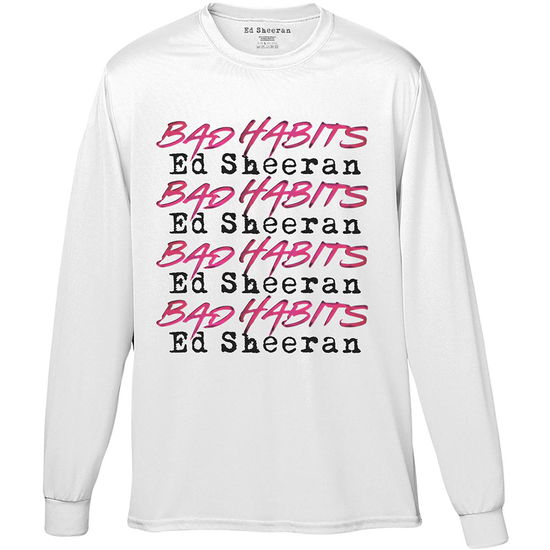 Cover for Ed Sheeran · Ed Sheeran Unisex Long Sleeve T-Shirt: Bad Habits Stack (White) (CLOTHES) [size S] [White - Unisex edition] (2021)