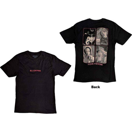 BlackPink Unisex T-Shirt: Pink Venom Group Photo (Back Print) - BlackPink - Produtos - YG ENTERTAINMENT - 5056561076096 - 2 de março de 2023