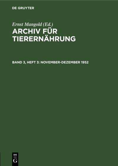 Cover for Akademie der Akademie der Landwirtschaftswissenschaften der Deutschen Demokratischen Republik · November-Dezember 1952 (Book) (1953)