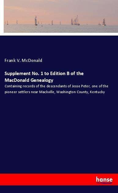 Cover for McDonald · Supplement No. 1 to Edition B (Bok)
