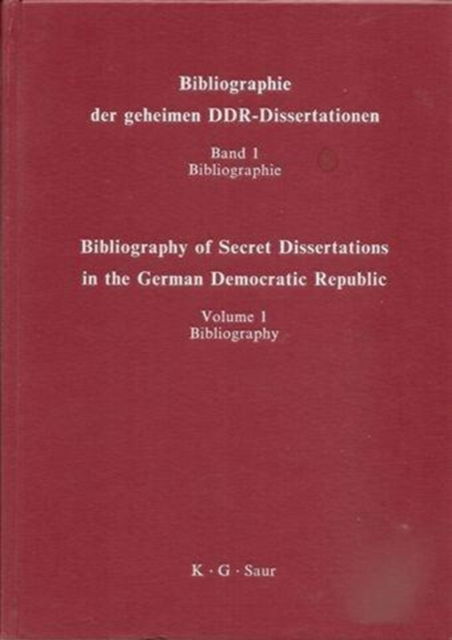 Cover for Wilhelm Bleek · Bibliographie Der Geheimen Ddr-Dissertationen (Hardcover Book) [Reprint 2014 edition] (1994)
