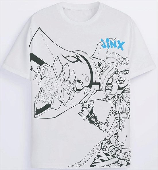 Jinx Men'S Short Sleeved T-Shirt - L Short Sleeved T-Shirts M White - League Of Legends - Andet -  - 8718526357097 - 