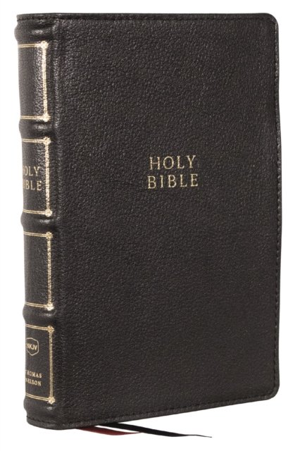 Cover for Thomas Nelson · NKJV, Compact Center-Column Reference Bible, Black Genuine Leather, Red Letter, Comfort Print (Läderbok) (2023)