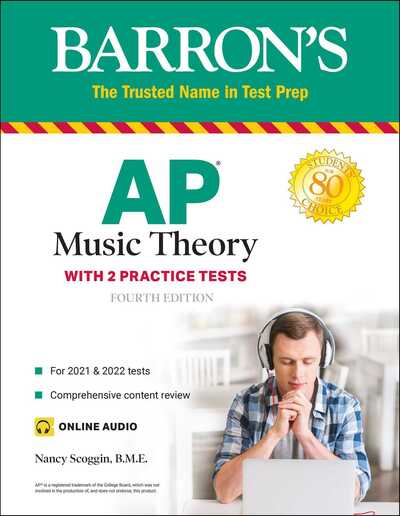 Cover for Scoggin, Nancy Fuller, B.M.E. · AP Music Theory: 2 Practice Tests + Comprehensive Review + Online Audio - Barron's AP (Paperback Book) [Fourth edition] (2020)