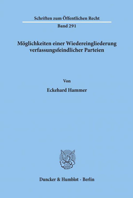 Möglichkeiten einer Wiedereingli - Hammer - Books -  - 9783428036097 - April 30, 1976