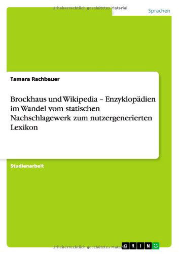 Cover for Tamara Rachbauer · Brockhaus und Wikipedia - Enzyklopädien (Book) [German edition] (2012)