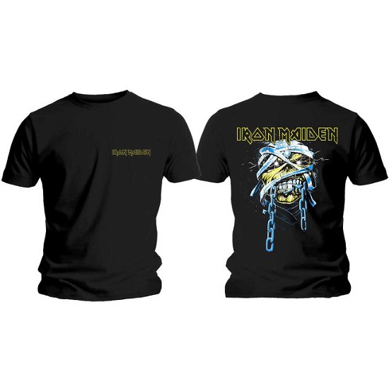 Iron Maiden Unisex T-Shirt: Powerslave Head & Logo (Back Print) - Iron Maiden - Fanituote -  - 5056170654098 - 