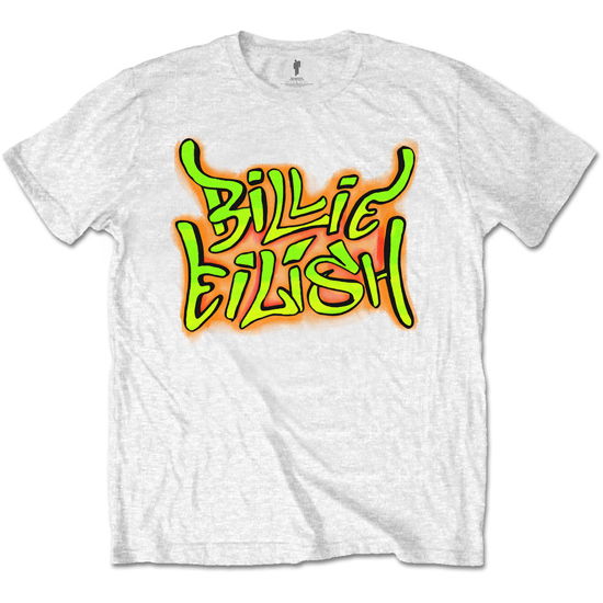 Billie Eilish · Graffiti (9-10 Years) - Kids Tee - White (Kläder) [size 9-10yrs] [White - Kids edition]