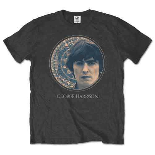 George Harrison Unisex T-Shirt: Circular Portrait (Charcoal Grey) - George Harrison - Merchandise - Bravado - 5055979901099 - January 23, 2024